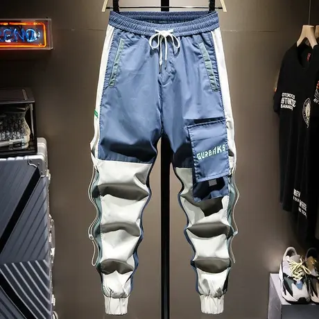 国潮夏季薄款时尚潮牌工装裤男宽松束脚男士休闲九分裤子男小脚裤商品大图