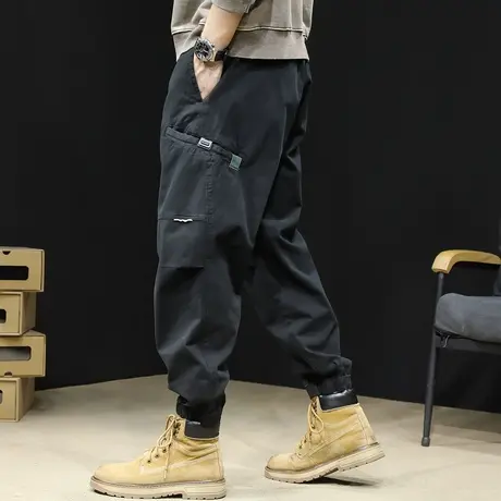 日系潮牌工装裤男2024新款春秋宽松哈伦男士休闲裤弹力束脚裤子男商品大图