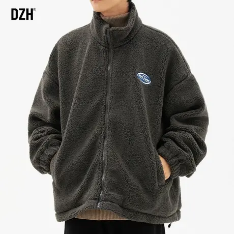 男士羊羔绒外套男冬季加厚宽松运动茄克休闲夹克上衣男装2023新款商品大图