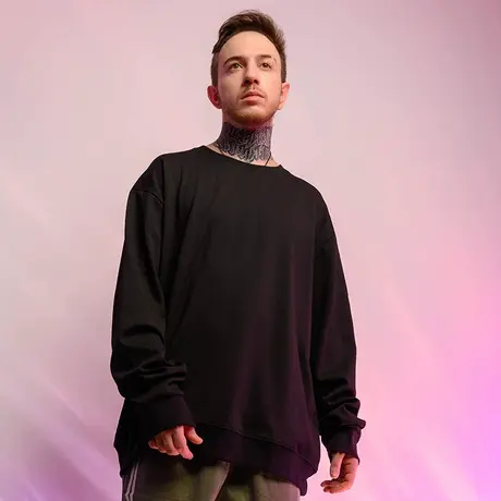 大码卫衣圆领男潮加肥加大纯色打底帽衫带帽宽松加绒加厚无帽秋冬图片