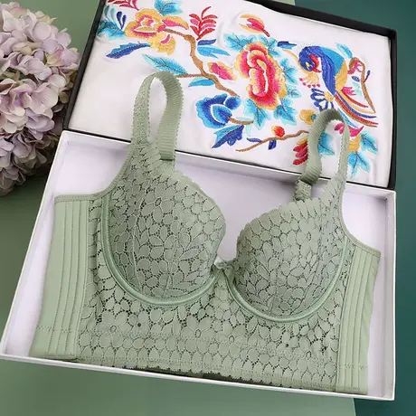 美容院调整型文胸聚拢收副乳防下垂内衣上托定型矫正六排扣薄胸罩图片