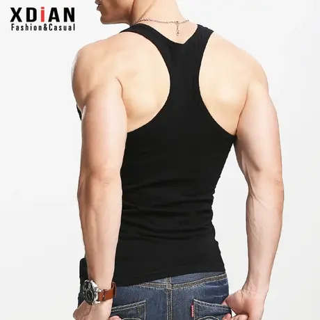 工字背心男款纯棉运动健身紧身跨栏夏季健美训练弹力二股筋汗衫图片