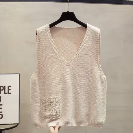 v领针织马甲背心女2024春秋新款宽松外穿马夹叠穿外搭毛衣坎肩潮商品大图