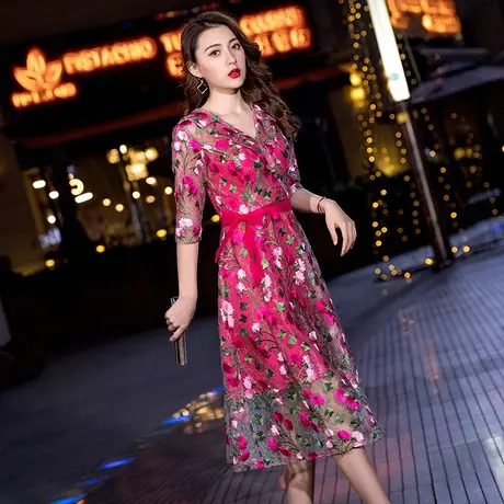 晚礼服连衣裙2024新款花仙子中长平时可穿宴会聚会夏季小礼服裙女图片