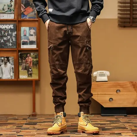 裤子男款迷彩工装裤宽松百搭男裤子户外多口袋潮流休闲裤百搭男装商品大图