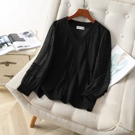 V领显瘦设计感衬衫女胖mm2024春季大码女装时尚百搭气质上衣女潮图片