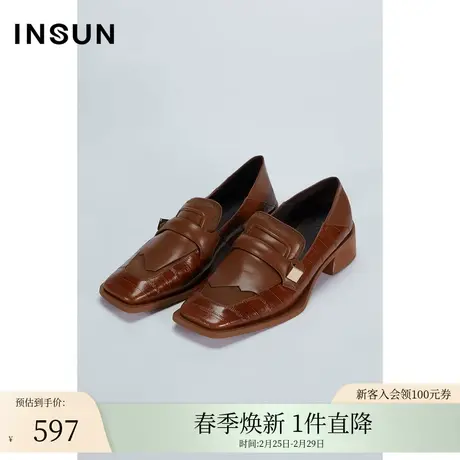INSUN恩裳秋季低跟牛皮鞋图片