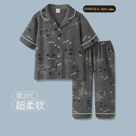 【设计师款】睡衣男春夏大码纯棉短袖长裤套装新款夏季家居服男士商品大图