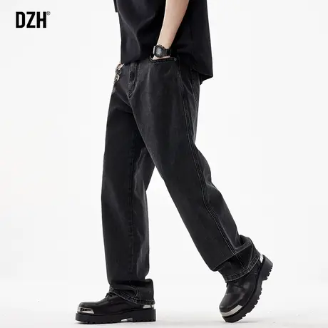 男士黑色直筒牛仔裤男春季2024新款潮牌痞帅高级感裤子美式高街裤商品大图