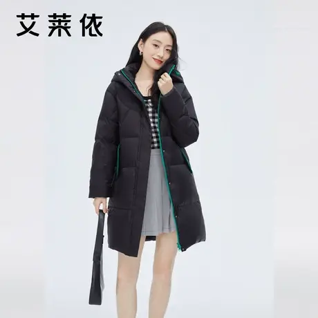 艾莱依高级感炸街羽绒服女秋冬2022年新款设计感小众长款时尚外套商品大图