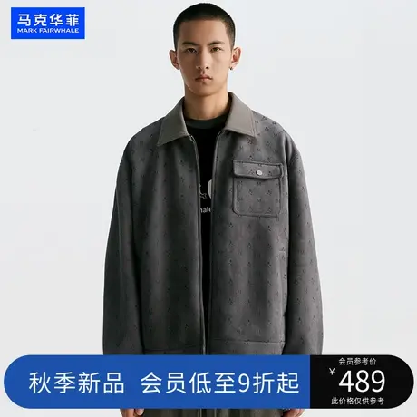 马克华菲2023秋季新款仿麂皮夹克满版印花潮流微阔日式复古外套男商品大图