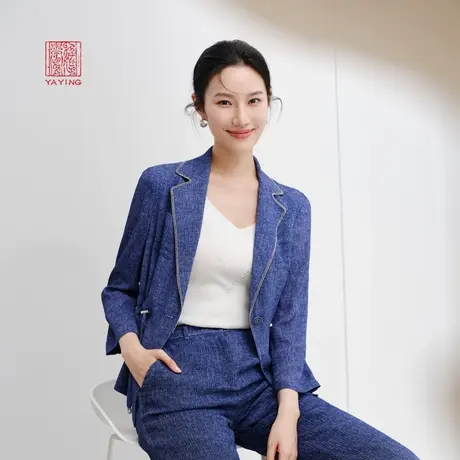 雅莹女装 优雅简约收腰通勤翻领西装外套 2023新款1229A商品大图