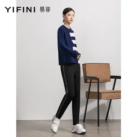Yifini/易菲踩脚羽绒裤女秋冬新款保暖外穿黑色弹力小脚裤商品大图