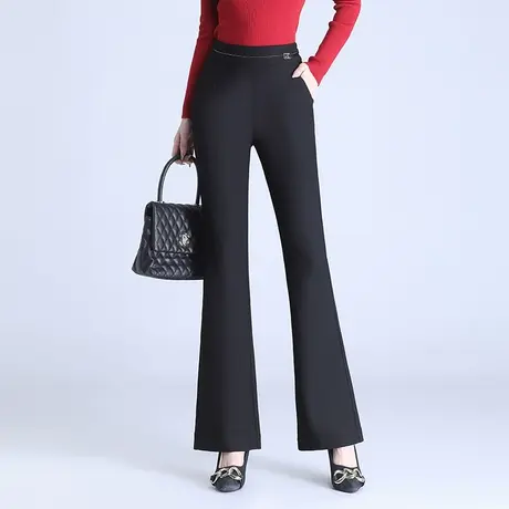 微喇西装裤女秋季2023新款高腰垂感显瘦黑色长裤通勤职业喇叭裤子商品大图