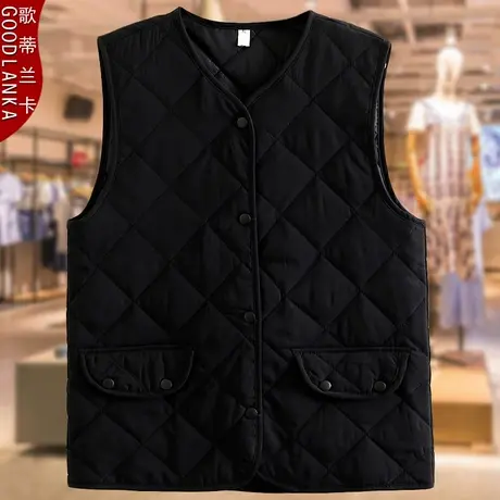 中老年妈妈马甲秋冬装新款外搭夹棉外套加肥加大码女装马夹200斤商品大图