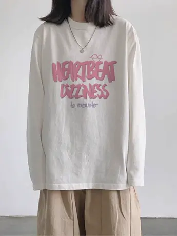 白色宽松大码中长款内搭打底衫女2023新款秋冬季加绒长袖t恤上衣商品大图