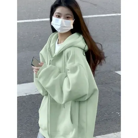 开衫卫衣外套女2023新款春秋宽松小个子慵懒风oversize连帽上衣潮图片