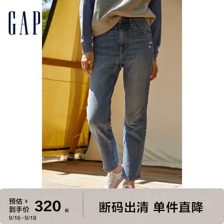 【断码优惠】Gap女装秋季高腰五袋直筒基本款牛仔裤426323运动裤图片