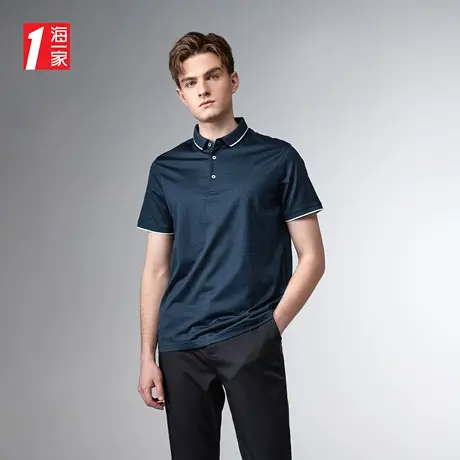 海一家丝光棉翻领短袖2023夏季新款品质有型基础休闲男士POLO衫图片