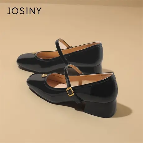 Josiny/卓诗尼高跟鞋玛丽珍鞋女2024新款春季粗跟小皮鞋法式单鞋商品大图