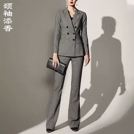 颈袖添香2024春季新款职业套裤女装时尚气质OL修身羊毛小西装套装图片