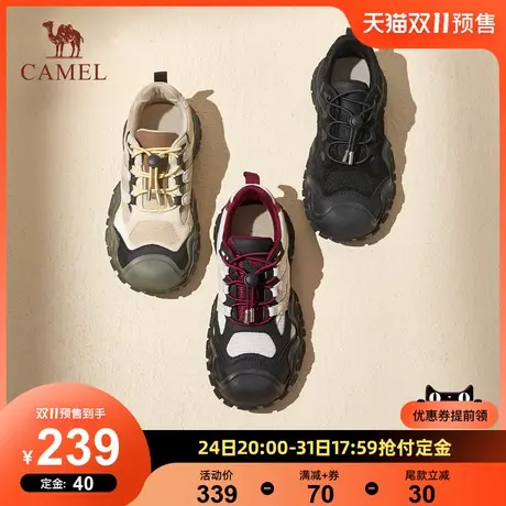 骆驼女鞋2023秋季新款系带休闲运动鞋网面小众跑步老爹鞋女丑萌鞋商品大图