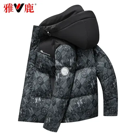 雅鹿官方店短款羽绒服男款时尚潮流拼色冬季新款加厚保暖品牌反季图片