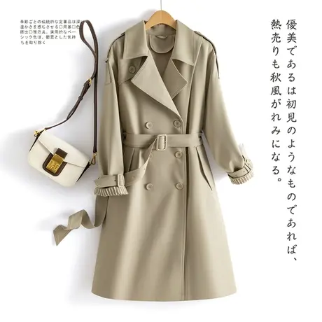 时尚气质长款风衣外套2023年春季新款女士简约宽松显瘦通勤上衣商品大图