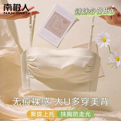 U型美背内衣女大胸显小抹胸内搭防走光文胸吊带背心一体夏季露背商品大图