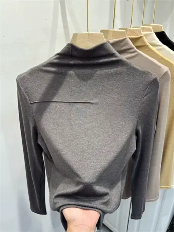 欧货设计感明线针织衫半高领羊绒小衫女2023秋季款灰色长袖打底衫商品大图