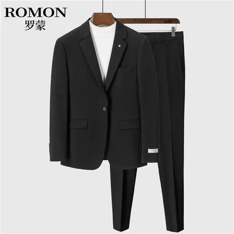 罗蒙西服套装男士休闲西装外套男职业修身正装新郎结婚礼服三件套图片