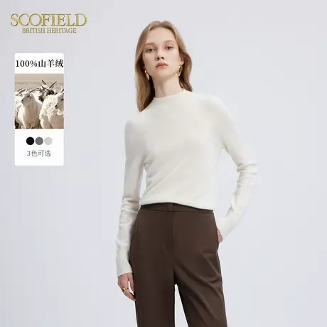 【100山羊绒】Scofield女装简雅轻盈圆领云柔羊绒衫冬季商品大图