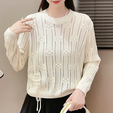 设计感镂空漂亮薄款毛衣女2025春秋别致针织衫百搭好看打底衫新款商品大图