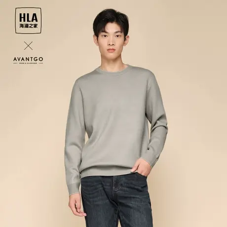 HLA/海澜之家轻商务经典系列针织衫23秋冬新修身保暖加绒毛衣男商品大图