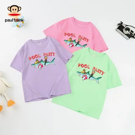 大嘴猴女童纯棉短袖亲子装夏季款宽松T恤衫女宝宝半袖中大童衣服图片