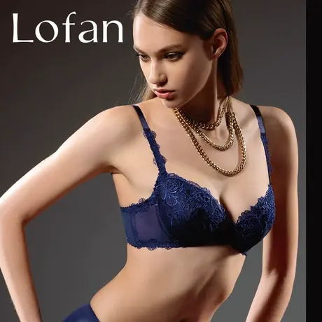 Lofan调整型软钢圈聚拢收副乳侧推上提刺绣薄款透气丝棉文胸1821商品大图