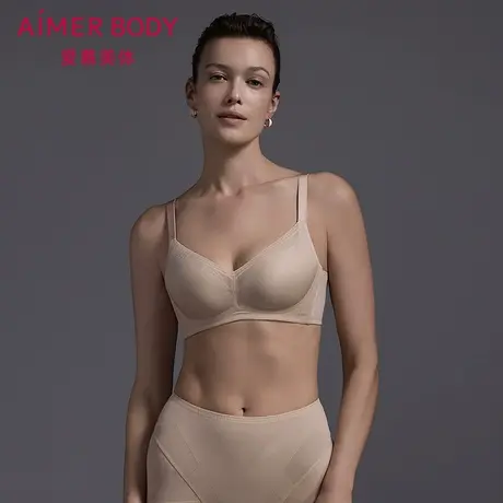 爱慕美体空气舒缓内衣女3/4无钢圈中厚模杯隐孔透气小胸聚拢文胸图片