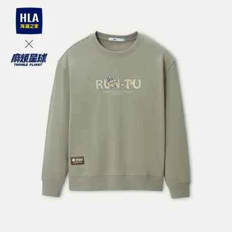 HLA/海澜之家麻烦星球联名系列卫衣23秋新款毛圈布宽松刺绣长袖男商品大图