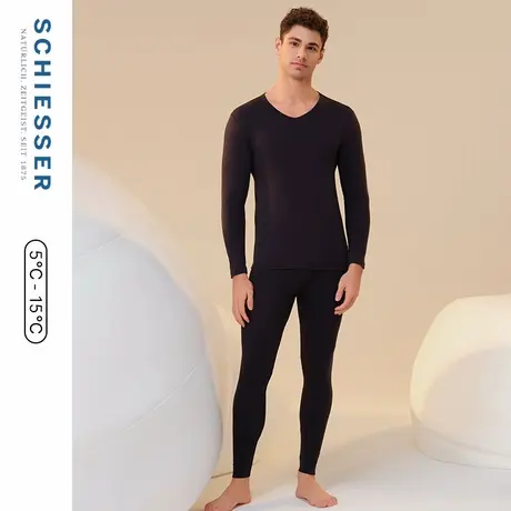 SCHIESSER舒雅新品S2男士舒美棉亲肤3A抗菌抑菌V领保暖内衣套装商品大图