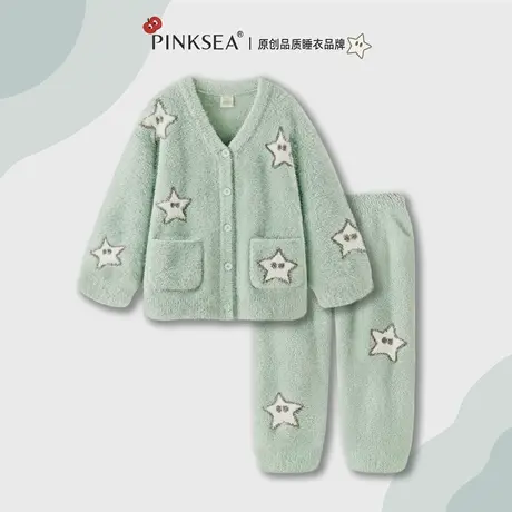 【超柔软】睡衣女款2025年新款秋冬保暖半边绒长袖长裤家居服套装商品大图
