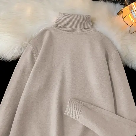 男士毛衣2023新款秋冬季保暖高领打底衫休闲纯色针织衫毛线衣毛衫商品大图