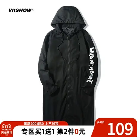VIISHOW风衣男中长款连帽韩版宽松时尚外套春冬新款青年潮牌外衣商品大图