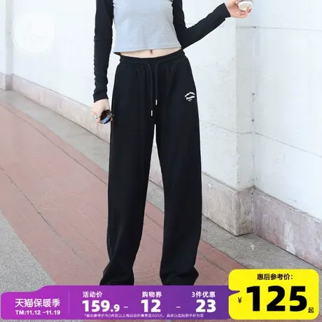 yoe发泡印休闲裤女长裤直筒宽松黑色运动裤阔腿美式复古显瘦裤子商品大图