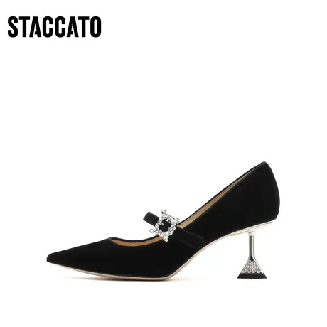 思加图新款尖头单鞋仙女风细高跟鞋婚鞋皮鞋女鞋ED322CQ2商品大图