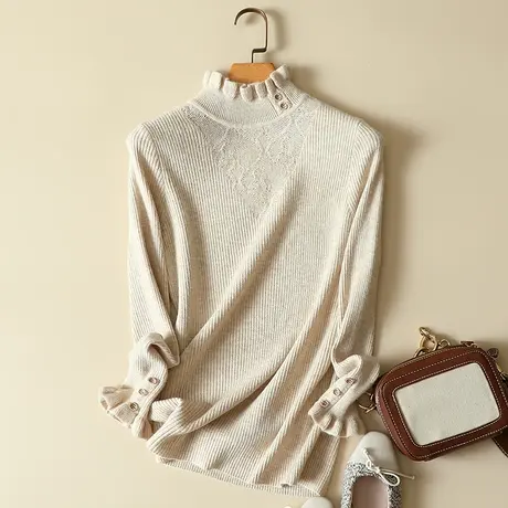 半高领毛衣女针织打底衫女士内搭秋冬新款2022洋气修身紧身毛衣女商品大图