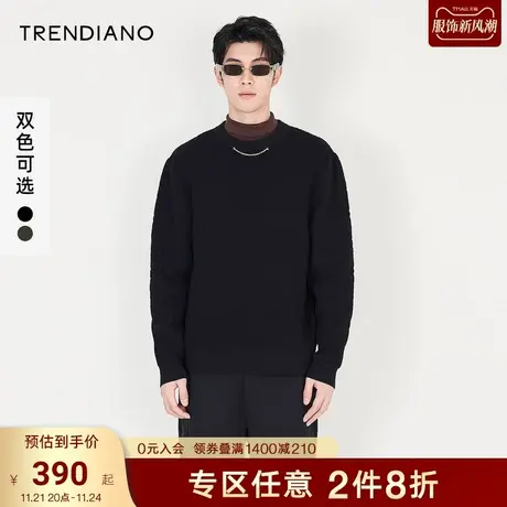 TRENDIANO官方男装冬季新款针织衫圆领长袖套头时尚休闲毛衣商品大图