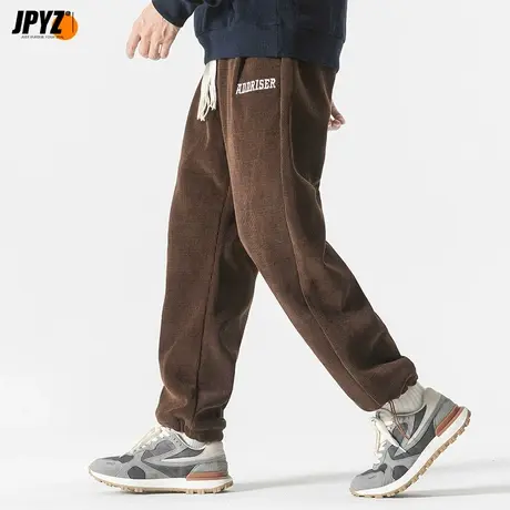 灯芯绒美式刺绣复古裤子男款秋冬季高街vibe直筒加绒运动休闲长裤商品大图