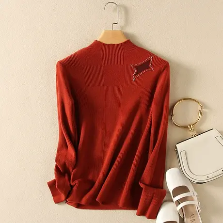半高领毛衣套头打底衫女春装2024年新款内搭爆款百搭洋气针织衫女商品大图