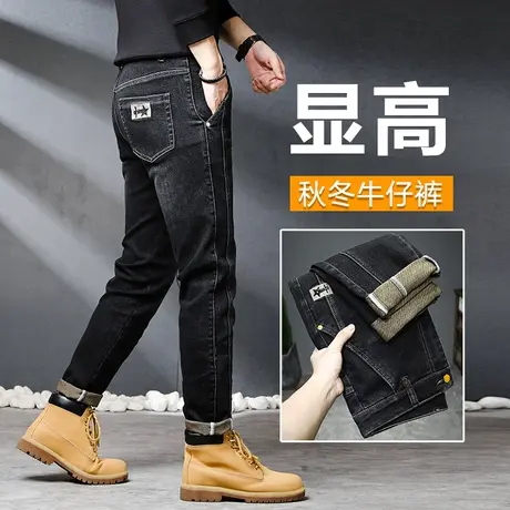 痞帅复古做旧牛仔长裤男士宽松直筒休闲男裤子秋季冬季秋冬款弹力图片