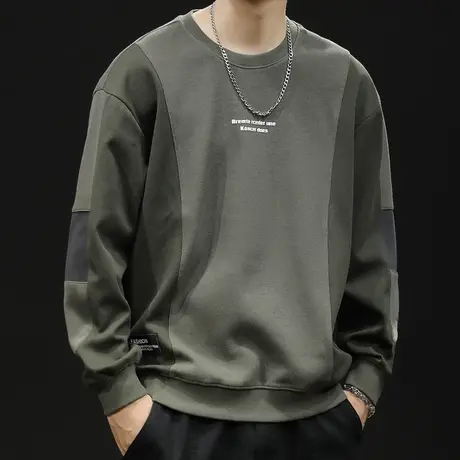 重磅卫衣男春秋款圆领男款男士衣服春季2024新款长袖潮牌大码拼接商品大图